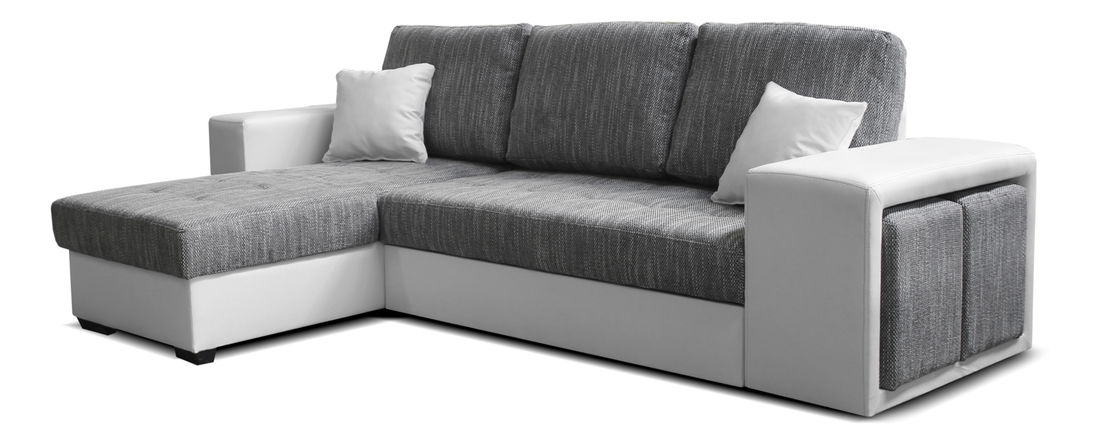 Rohová sedací souprava Thema Lux L+2F (šedá + bílá) (L)