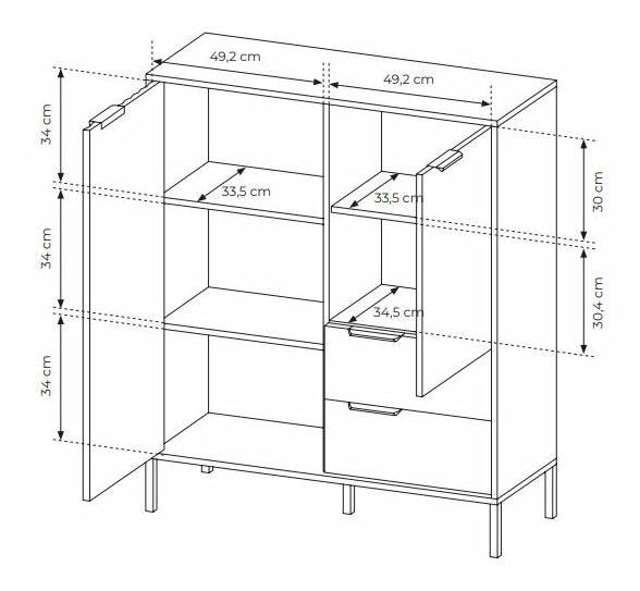 Komoda Rastafa 2D2S (dub artisan + černá)