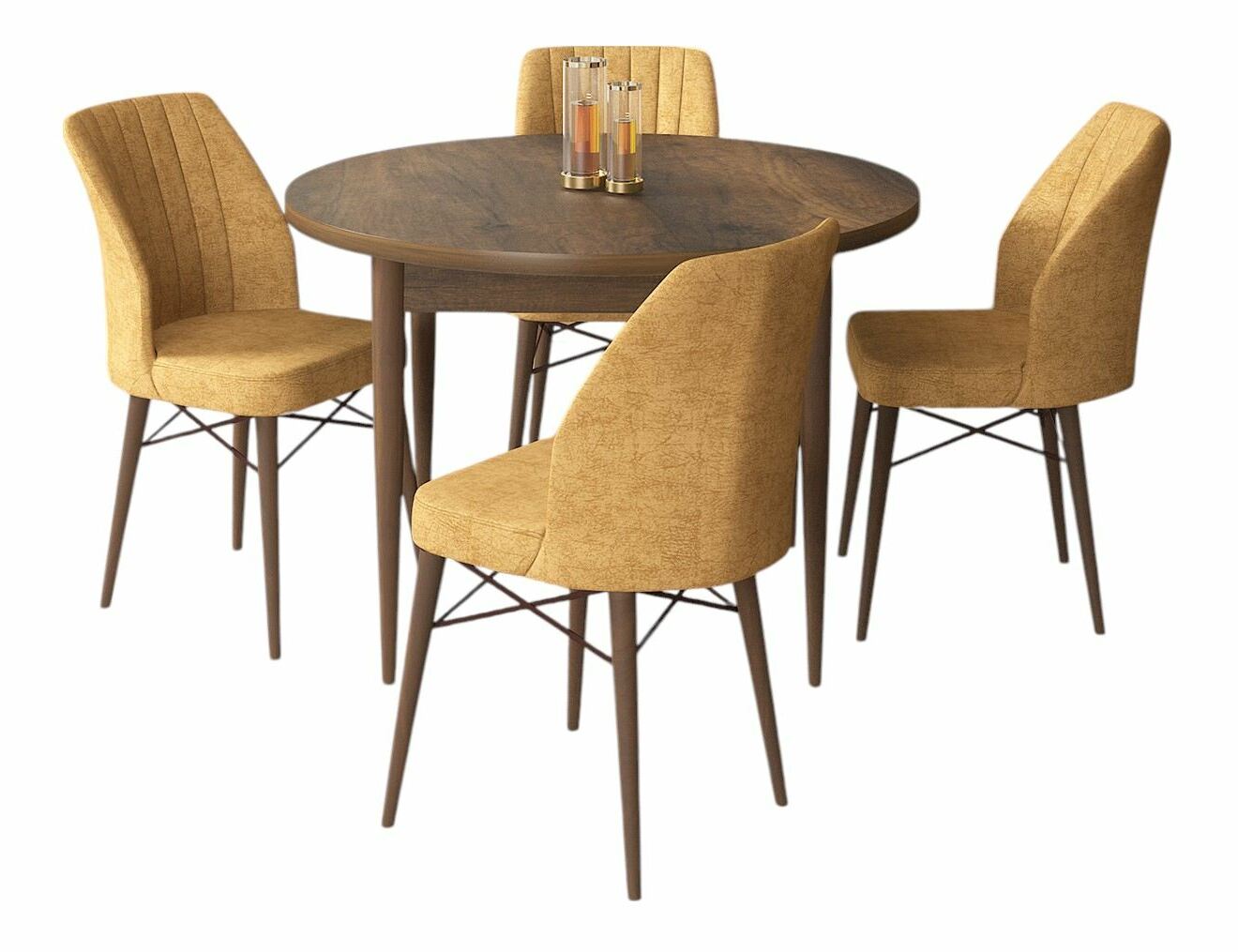 Jídelní set Roxie (ořech barokní + cappuccino) (pro 4 osoby)