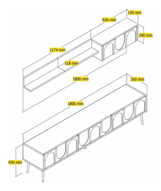 Obývací stěna Bipemu 4 (krémová + zlatá)