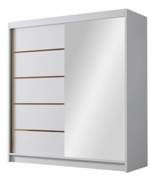 Šatní skříň s posuvnými dveřmi Bratoke III 180 (kašmír + zlatá) (se zrcadlem)