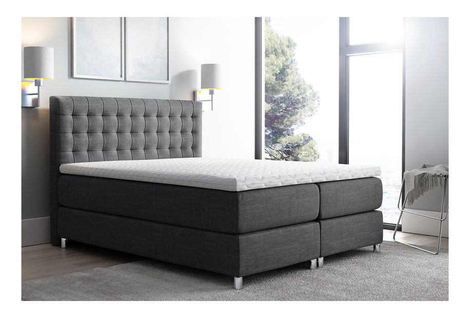 Manželská postel 180 cm Kurtis (šedomodrá)