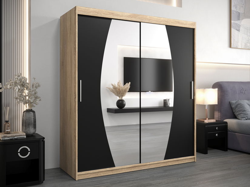 Šatní skříň 180 cm Eclipse (dub sonoma + černá matná)