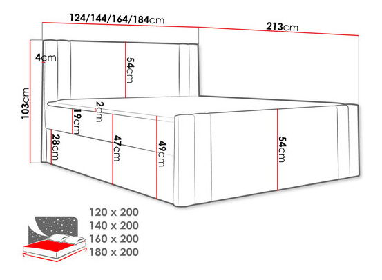 Manželská postel 160cm Napůl (ocelově šedá)