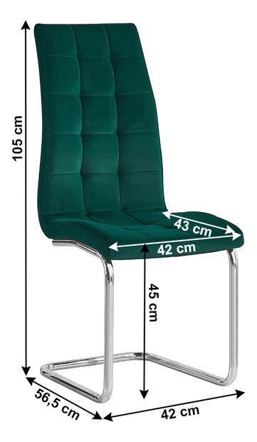 Jídelní židle Farando NEW (smaragdová + chróm)