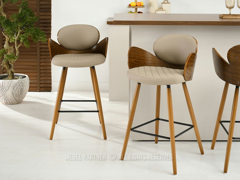 Židle Aimee H (tmavobéžová + ořech)