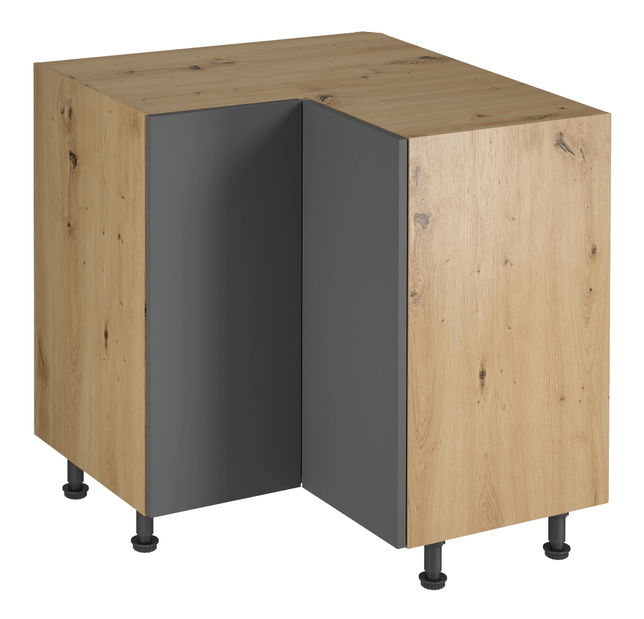 Dolní rohová kuchyňská skříňka D90N Langari (dub artisan + šedá matná)