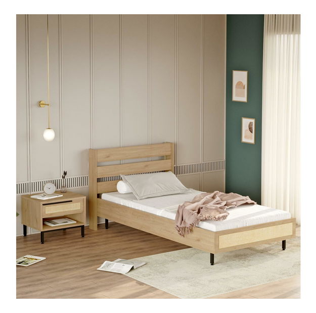 Jednolůžková postel s nočním stolkem 90 cm Otto 22 (ořech + dub)