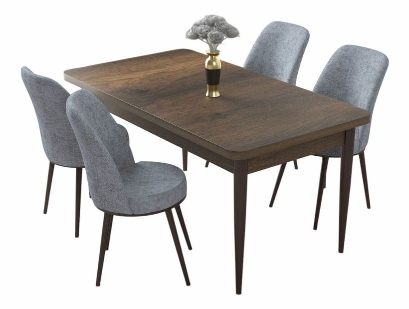 Jídelní set Nilla 1 (ořech barokní + krémová) (pro 4 osoby)