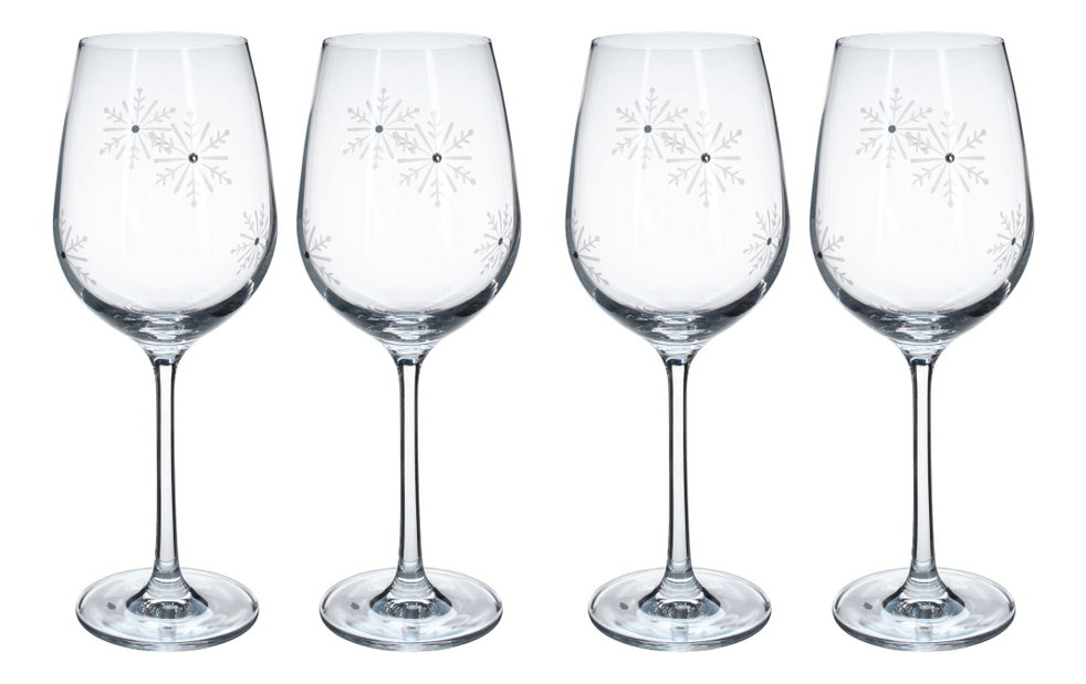 Set 4 ks sklenic na víno s krystaly 450ml Snouflek 