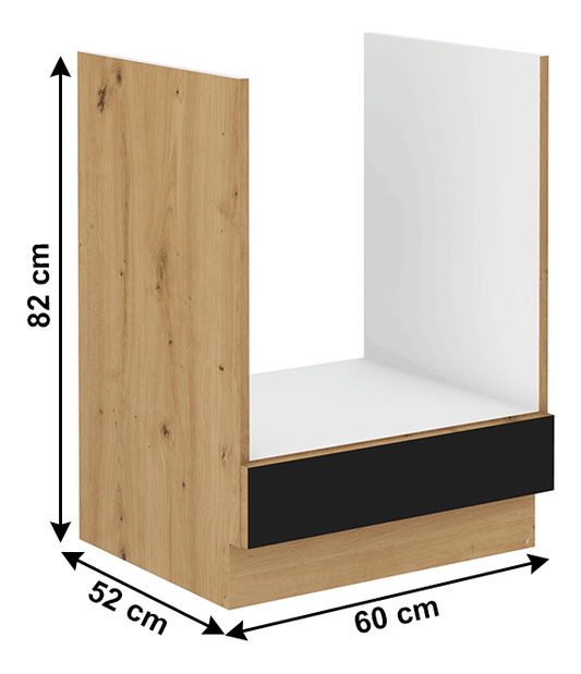 Dolní kuchyňská skříňka na troubu Meriel 60 D GAZ BB (černá + dub artisan)