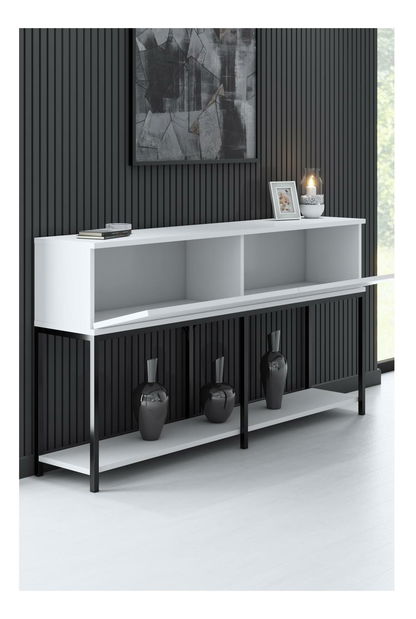 Konzolový stolek Vibubi 1 (černá + bílá)