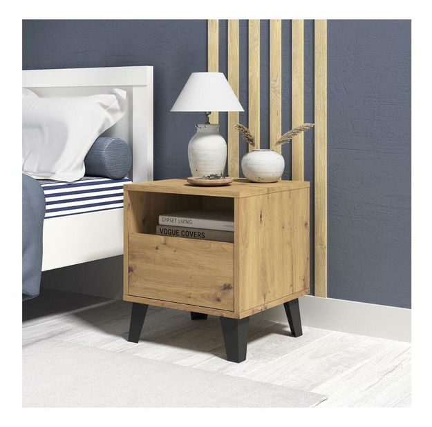 Noční stolek Brisas (dub artisan + černá) *výprodej