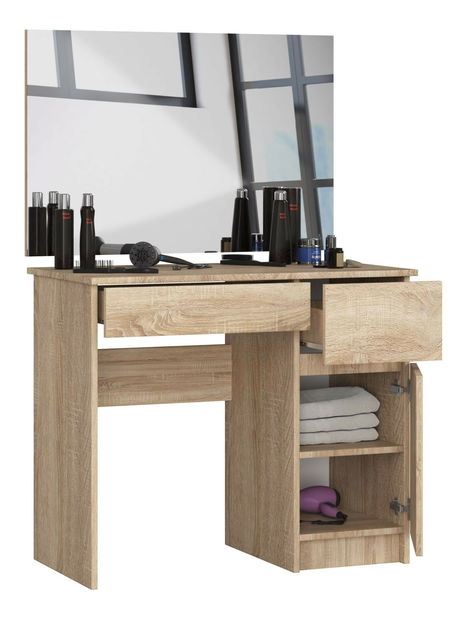 Toaletní stolek Parijat (dub sonoma) (se zrcadlem) (P)