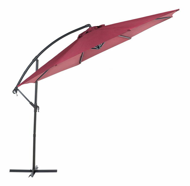 Zahradní slunečník 300 cm RAVONA (kov) (tmavě červená)