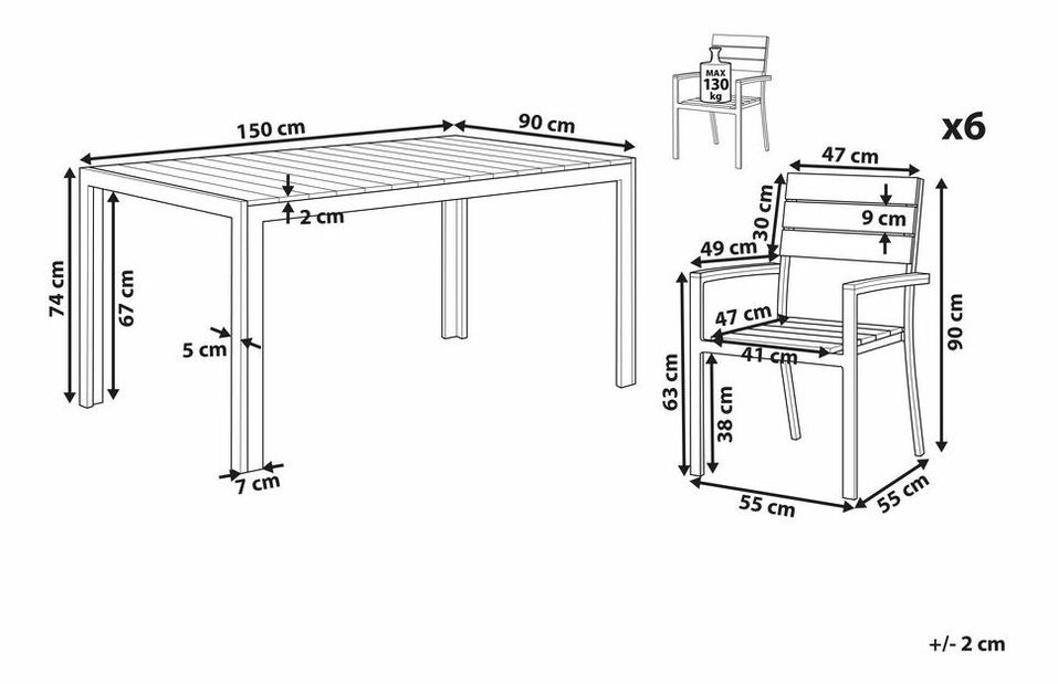 Zahradní jídelní sada Costa (šedá)
