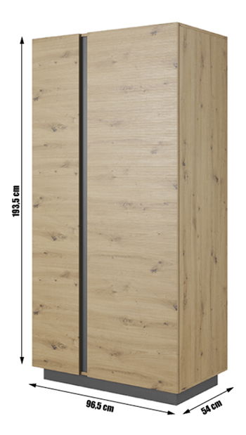 Šatní skříň Cethos (dub artisan + grafit)