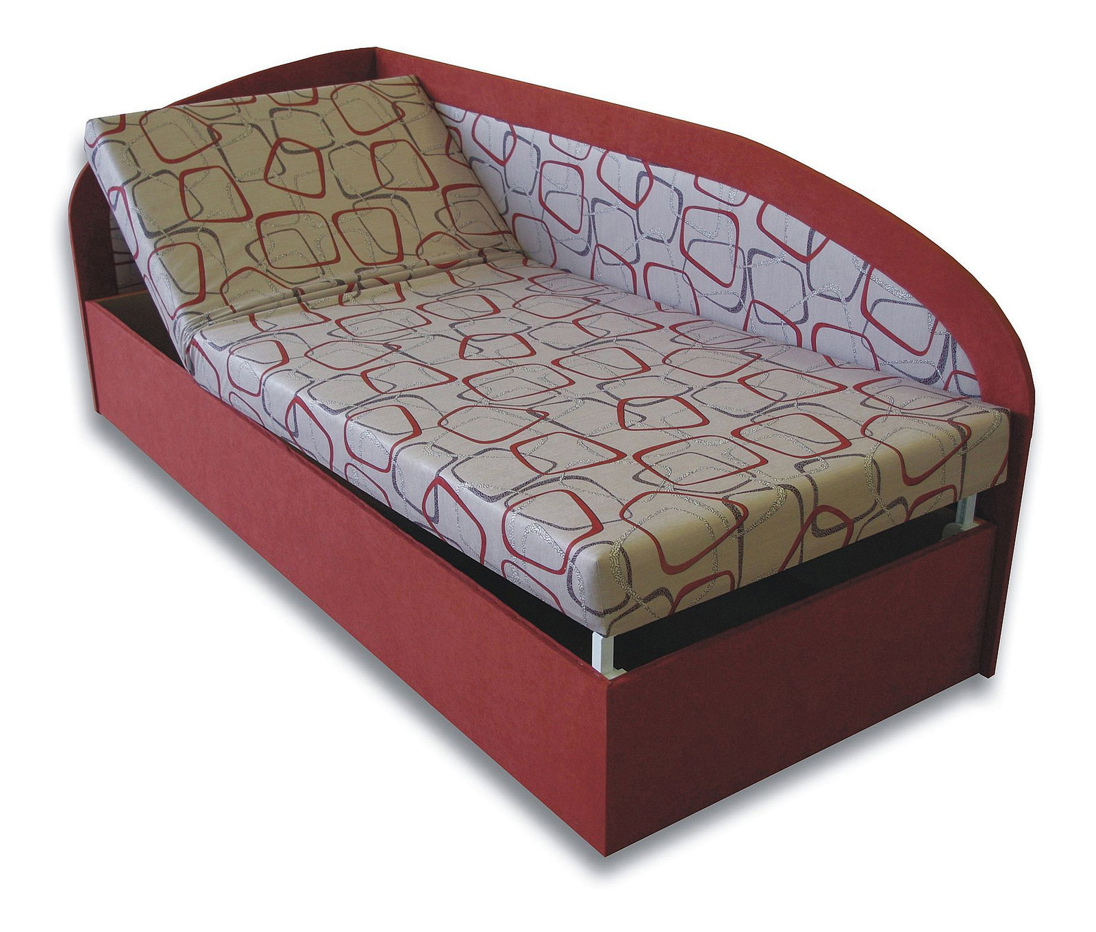 Jednolůžková postel (válenda) 90 cm Krista (Cihlová 41 + Dodo 1008) (L)