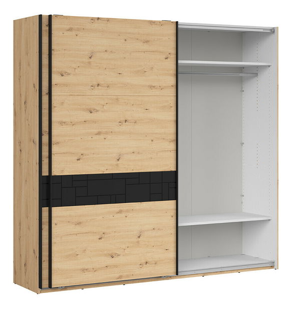 Šatní skříň BRW Pont SZF/240 (dub artisan + černá matná)