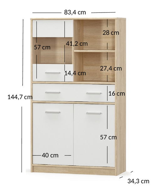 Vitrína Terrell (dub sonoma + bílá)
