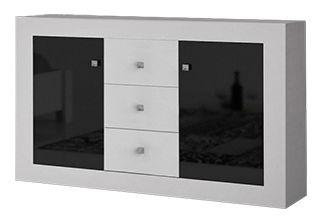 Komoda Romta 2D3S (bílá + lesk černý) *výprodej