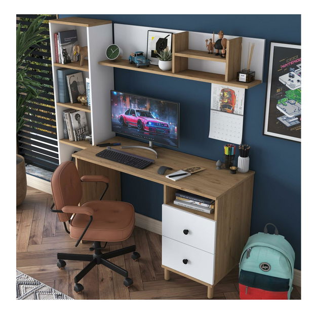 PC stolek Haiti 115 (ořech + bílá)