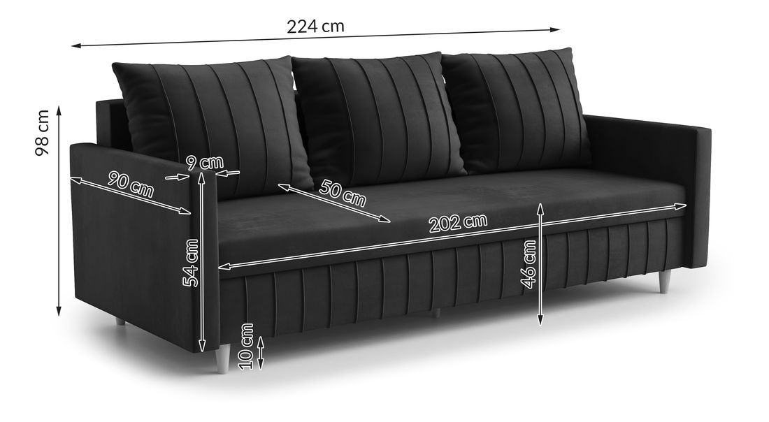 Pohovka třísedačka Filomena (tmavě zelená)