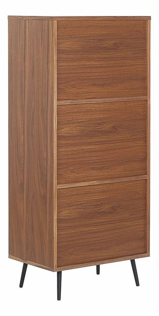 Regál RIMEN (tmavé dřevo + šedá)