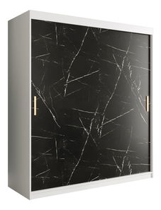 Šatní skříň 180 cm Marbelo T (matná bílá + černý mramor)
