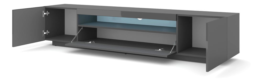 TV stolek/skříňka Aurinko 200 (lesklý grafit) (s osvětlením)