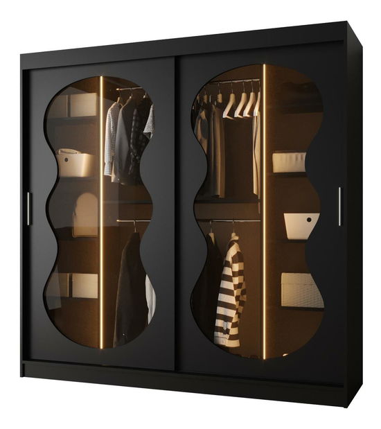 Šatní skříň 200 cm Boomer 3 (černá) (s osvětlením)
