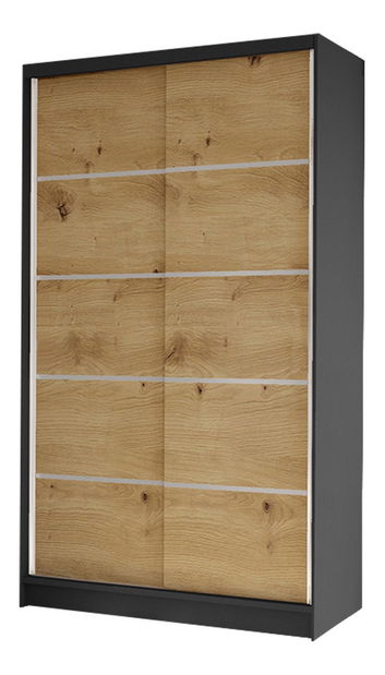 Šatní skříň Master IV (černá + dub artisan)