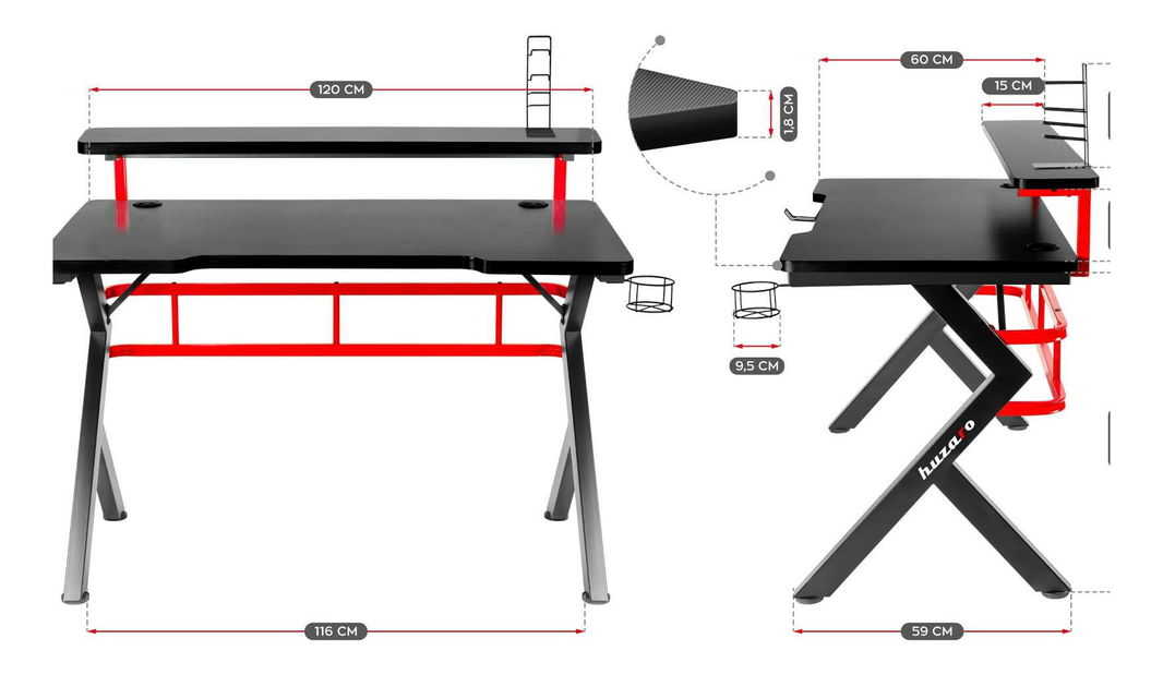 PC stolek Hyperion 5.0 (černá + červená)