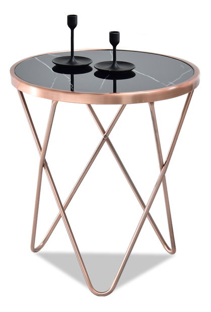 Konferenční stolek Armin S (černý mramor + měděná)