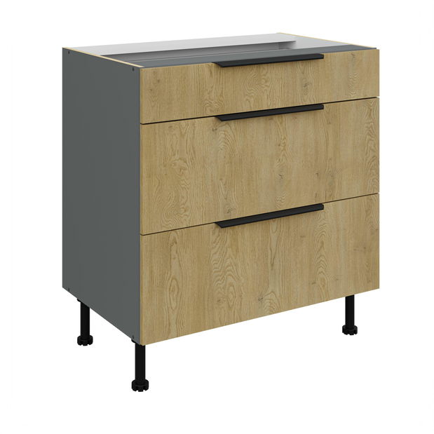 Dolní kuchyňská skříňka Carminia 80 D 3S BB PREMIUM BOX (dub cremona + antracit)