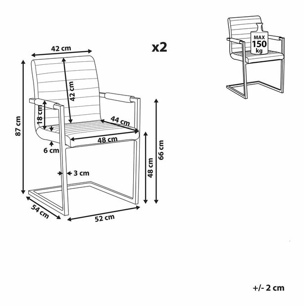 Set 2 ks. jídelních židlí BAFORA (černá)