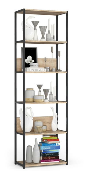 Regál Loriana III (černá + dub sonoma)