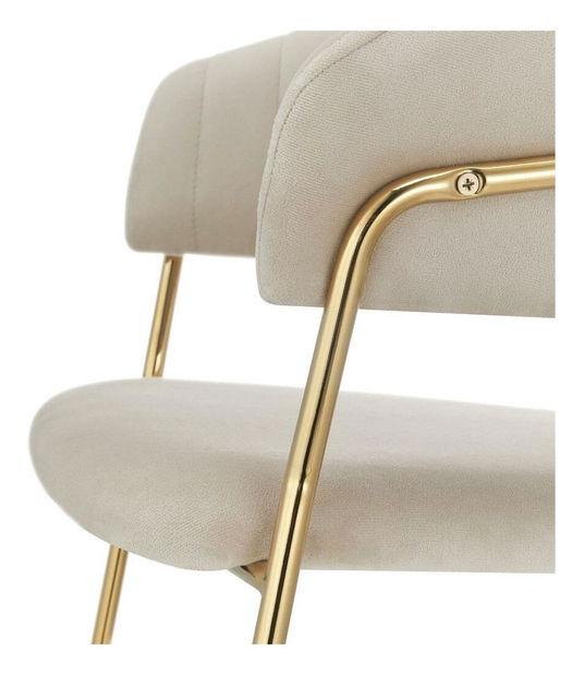 Designové jídelní křeslo Dasmona 1 (béžová + zlatá + chromová)