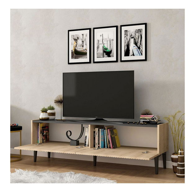 TV stolek/skříňka Tomune 4 (dub safírový + mramor černý)