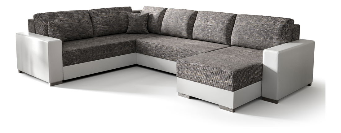 Rohová sedačka ve tvaru U- Pearle 3 (bílá + šedá) (L)