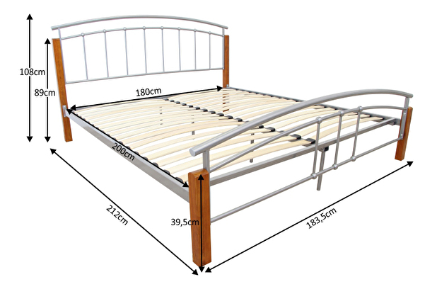 Manželská postel 180 cm Malbrua (s roštem)