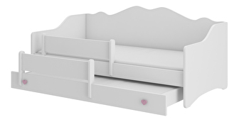 Rozkládací dětská postel 160x80 cm Ester II (s roštem a matrací) (bílá + růžová)