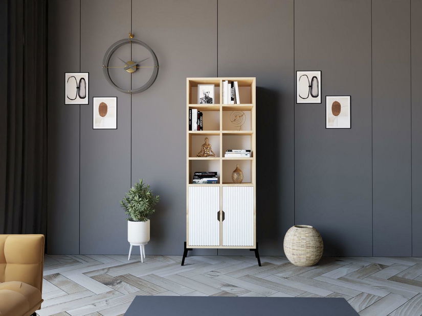 Regál Nolibu (dub safírový + bílá)