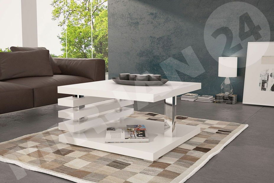 Konferenční stolek Komoso (lesk bílý) *bazar