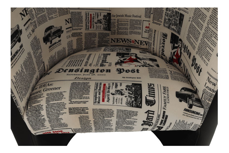 Křeslo Cubali (vzor noviny + černá)