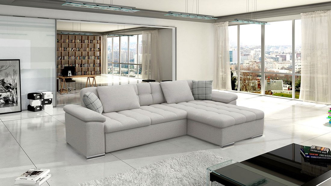 Rohová sedací souprava Dante (stříbrná)