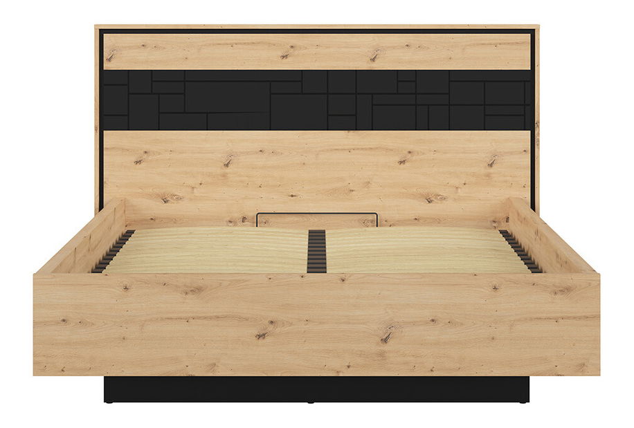 Manželská postel 160 cm BRW Pont LOZ/160 (s roštem) (dub artisan + černá matná)