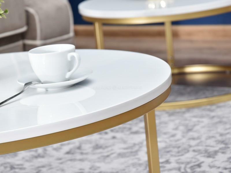 Konferenční stolek Kolja Stolek S (bílá + zlatá)