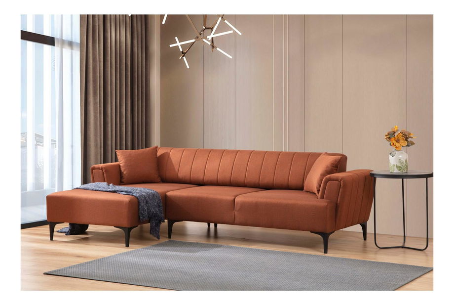 Rohová sedačka Hamletta (L) (cihlová + černá)