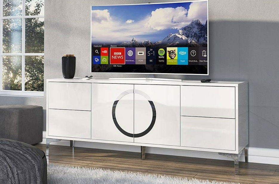 TV stolek/skříňka Naturlig Evenna (vysoký lesk bílý)